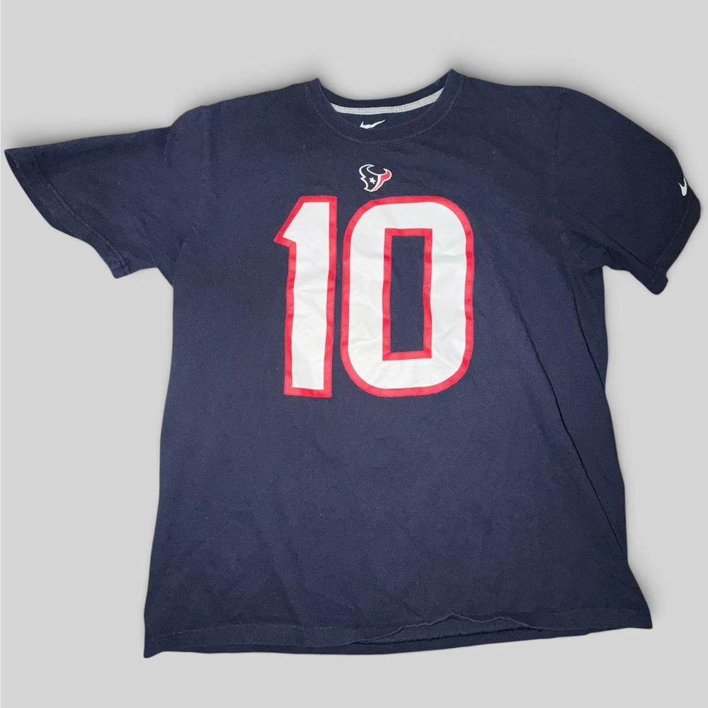 Nike Houston Texans DeAndre Hopkins 10 Navy Blue Graphic T-Shirt Mens XL